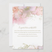 Faire-part Diplôme d'art Abstrait rose et or chic (Dos)