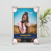 Faire-part Diplôme de base-ball de marine et d'or (Debout devant)