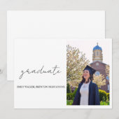 Faire-part Diplômé de Bouncy Script (Devant / Derrière)