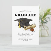 Faire-part Diplôme de Casquette d'études supérieures moderne (Debout devant)