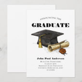 Faire-part Diplôme de Casquette d'études supérieures moderne (Devant / Derrière)