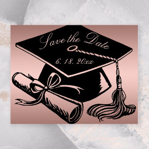 Faire-part Diplôme de Casquette d'or Rose de diplôme Enregist