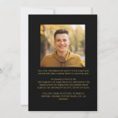 Faire-part Diplômé de Collage Photo Noir Élégant Or (Dos)