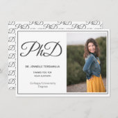 Faire-part Diplôme de doctorat Gris blanc Diplôme de script (Devant / Derrière)