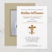 Faire-part Diplôme de fin d'études de médecine avec symbole (Devant / Derrière)