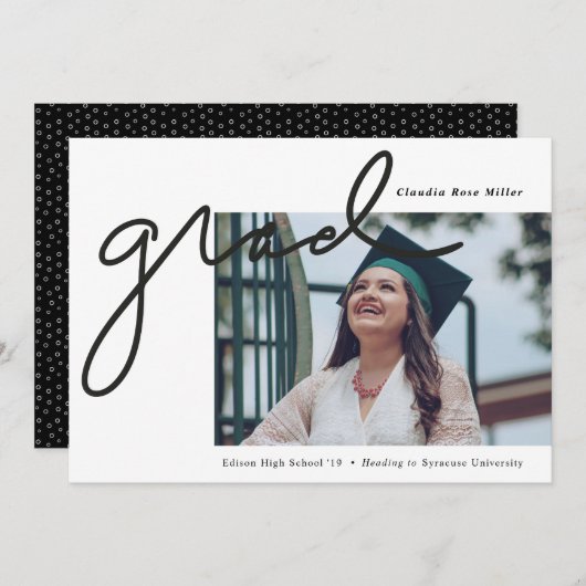 Faire-part Diplôme de fin d'études par script (Devant / Derrière)