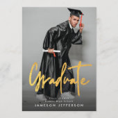 Faire-part Diplôme de la finition de brosse d'or (Devant)