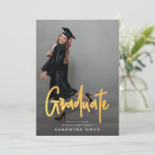 Faire-part Diplôme de la finition de brosse d'or (Debout devant)