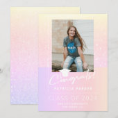 Faire-part Diplômé de la petite fille moderne lycée photo dip (Devant / Derrière)