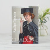 Faire-part Diplômé de la typographie moderne 2 Photos Diplôme (Debout devant)