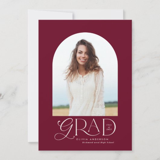 Faire-part Diplôme de l'arc de photo géométrique bordeaux mod (Devant)