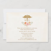 Faire-part Diplômé de l'école de médecine à motif floral vint (Dos)