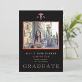 Faire-part Diplôme de l'école de soins infirmiers photo rose (Debout devant)