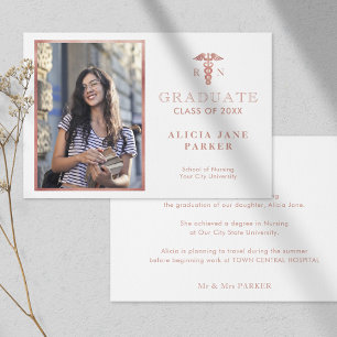 Faire-part Diplôme de l'école de soins infirmiers photo rose 