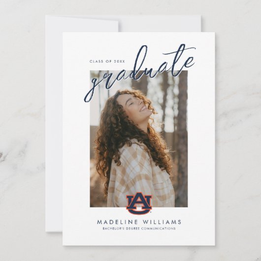 Faire-part Diplômé de l'Université d'Auburn | Auburn Tigers (Devant)