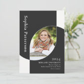 Faire-part Diplômé de l'université deux photo noir blanc (Debout devant)