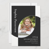 Faire-part Diplômé de l'université deux photo noir blanc (Devant / Derrière)