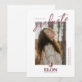 Faire-part Diplômé de l'Université Elon (Devant / Derrière)