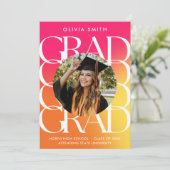 Faire-part Diplôme de photo coloré moderne (Debout devant)