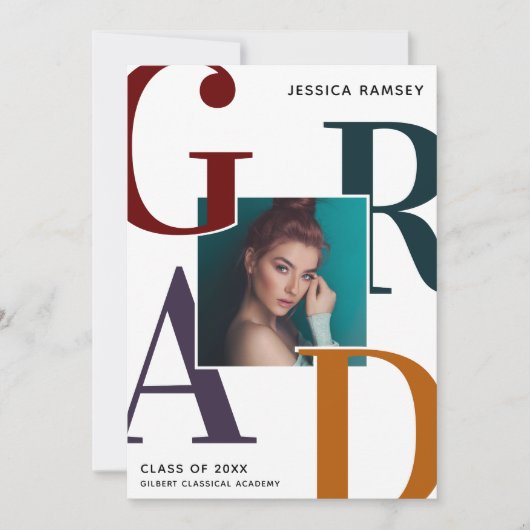 Faire-part Diplôme de photo de fin d'année tendance (Devant)