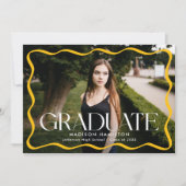 Faire-part Diplôme de photo moderne de cadre jaune vague (Devant)