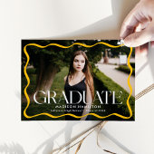Faire-part Diplôme de photo moderne de cadre jaune vague