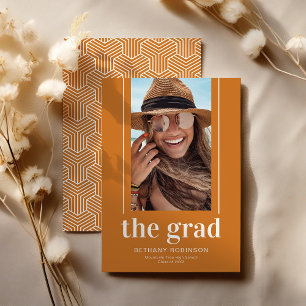 Faire-part Diplôme de photo orange géométrique moderne
