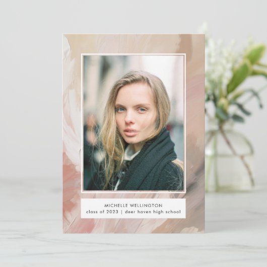 Faire-part Diplôme de photo pastel doux abstrait (Debout devant)