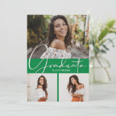 Faire-part Diplôme de photo verte (Debout devant)