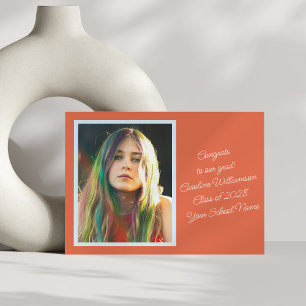 Faire-part Diplômé de photo vibrante orange gras rétro Script