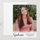 Faire-part Diplôme de photographie de script noir moderne (Devant / Derrière)