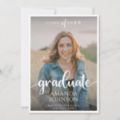 Faire-part Diplômé de Script en rose foncé (Devant)