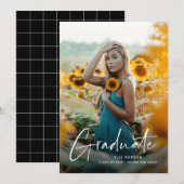 Faire-part Diplômé de script moderne simple photo graduation  (Devant / Derrière)