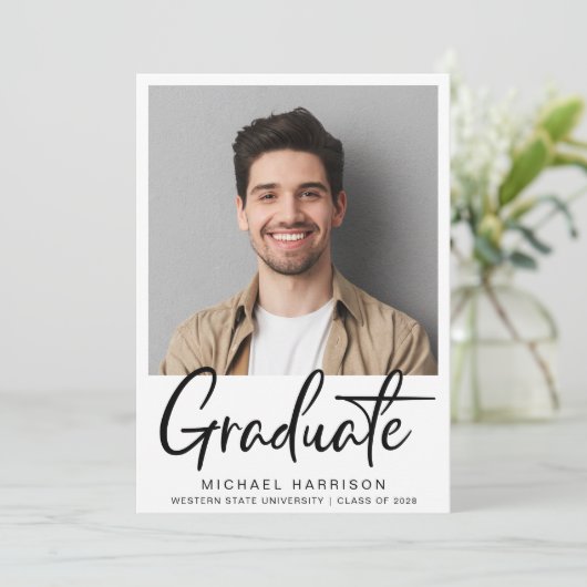 Faire-part Diplôme de script photo moderne (Debout devant)