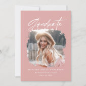 Faire-part Diplôme de script rose girly photo géométrique (Devant)