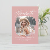 Faire-part Diplôme de script rose girly photo géométrique (Debout devant)