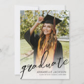 Faire-part Diplômé de script tendance Simple Photo Graduate (Devant)