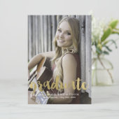 Faire-part Diplôme de typographie de pinceau d'or (Debout devant)