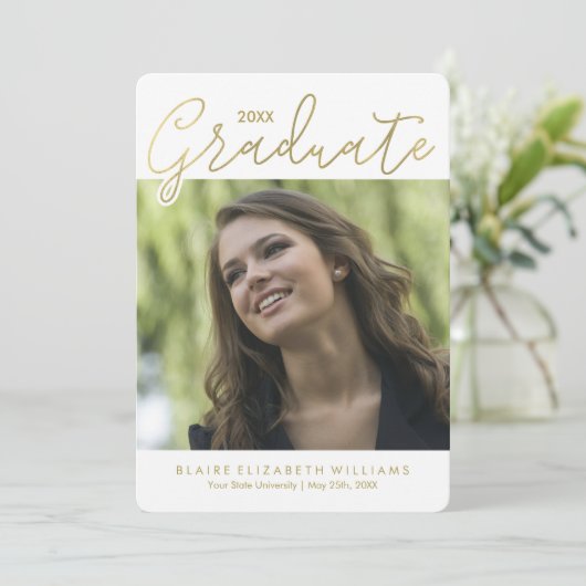 Faire-part Diplôme de typographie de script d'or (Debout devant)