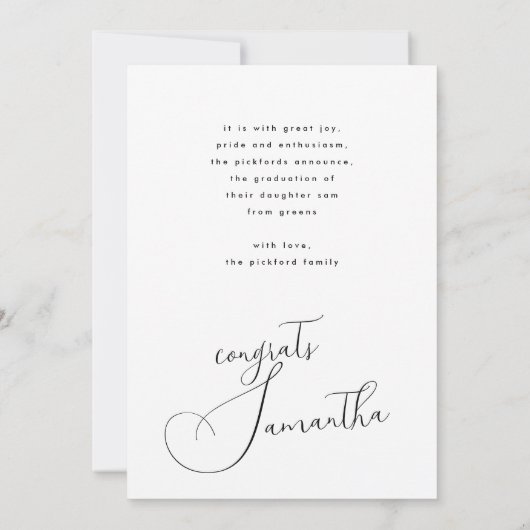 Faire-part Diplôme d'études supérieures personnalisable (Dos)