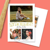 Faire-part Diplômé d'or moderne 4-Photo Collage Graduation