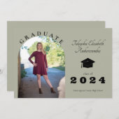 Faire-part Diplômé du lycée Sage Green Arch Graduation (Devant / Derrière)