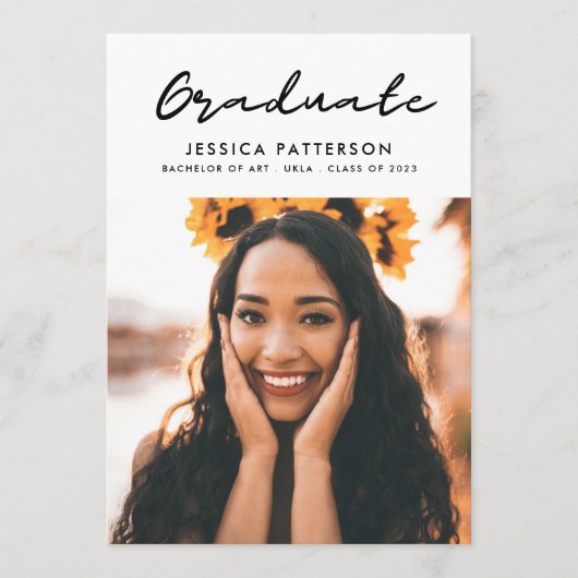 Faire-part Diplômé du Parti Blanc Noir (Devant)