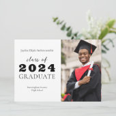 Faire-part Diplômé du secondaire Classique Moderne Graduation (Debout devant)