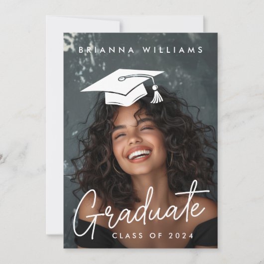 Faire-part Diplôme éditable casquette photo diplômé (Devant)