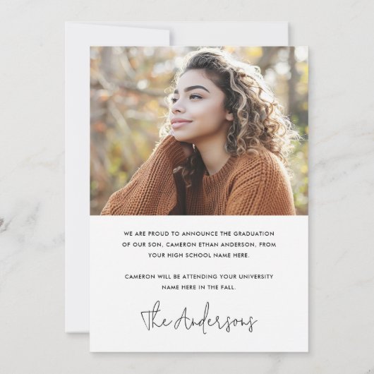 Faire-part Diplôme éditable casquette photo diplômé (Dos)