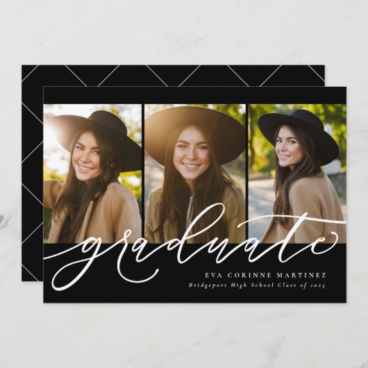 Faire-part Diplôme en écriture moderne de trois diplômes en p (Devant / Derrière)