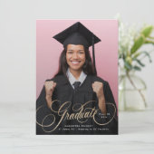 Faire-part Diplômé en lettres d'or (Debout devant)