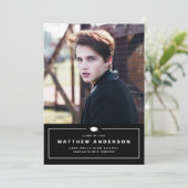 Faire-part Diplôme en noir classique - Casquette photo (Debout devant)