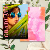 Faire-part Diplômé en photo rose et orange moderne